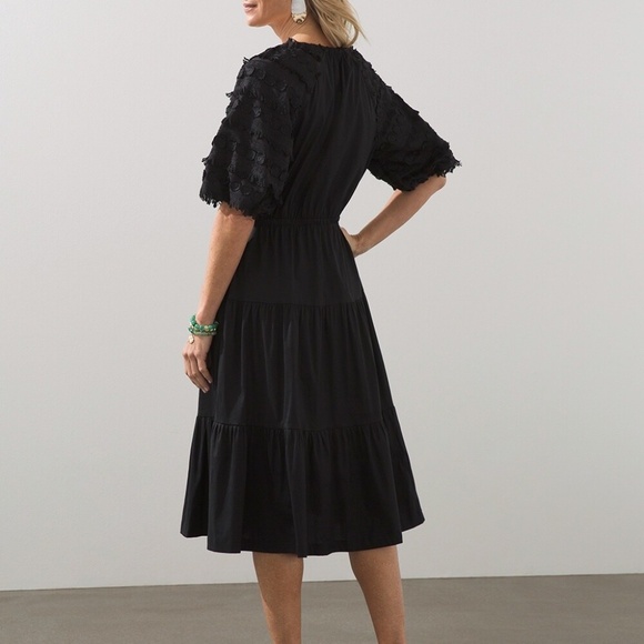 Poplin Fringe Puff Sleeve Dress - EUC - Picture 3 of 4